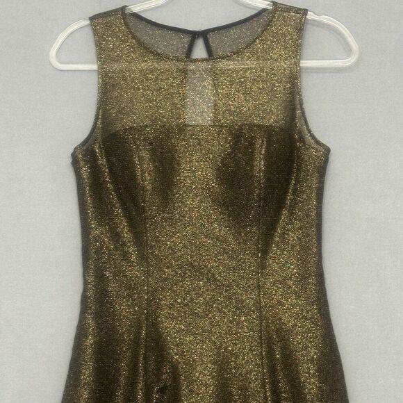 Aidan Aidan Mattox Womens Dress 6 Black Gold Metallic Sparkle Mini Fairygrunge - Picture 6 of 16